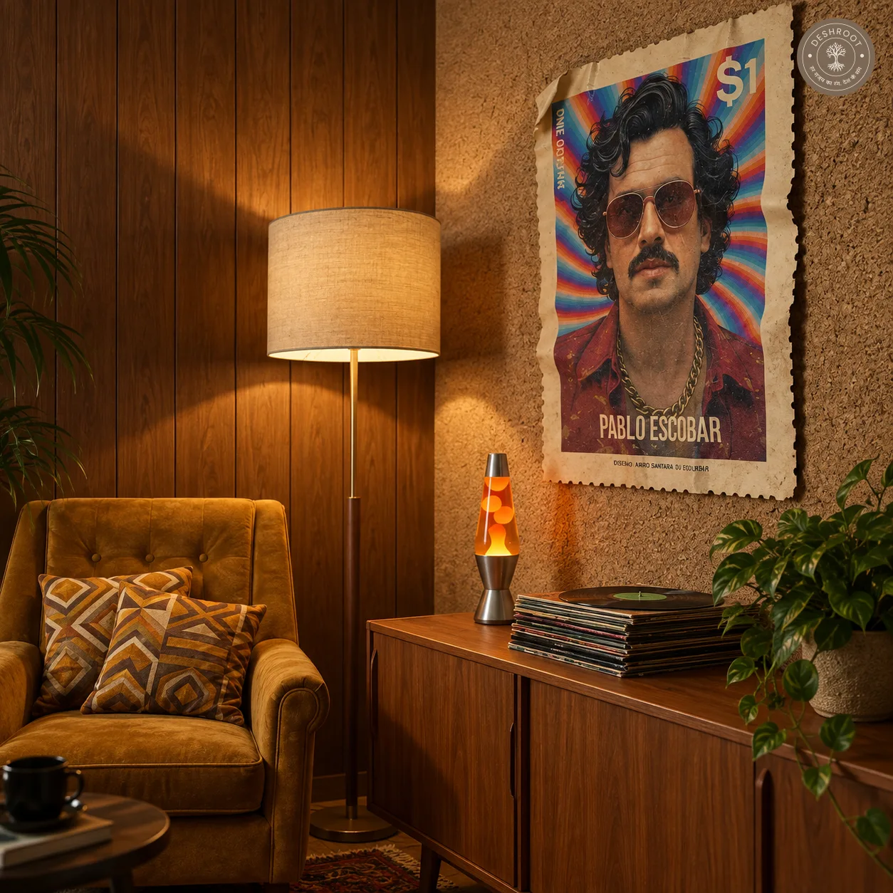El Patron Pablo Escobar Stamp Wall Art | Vintage Collectible Statement Décor