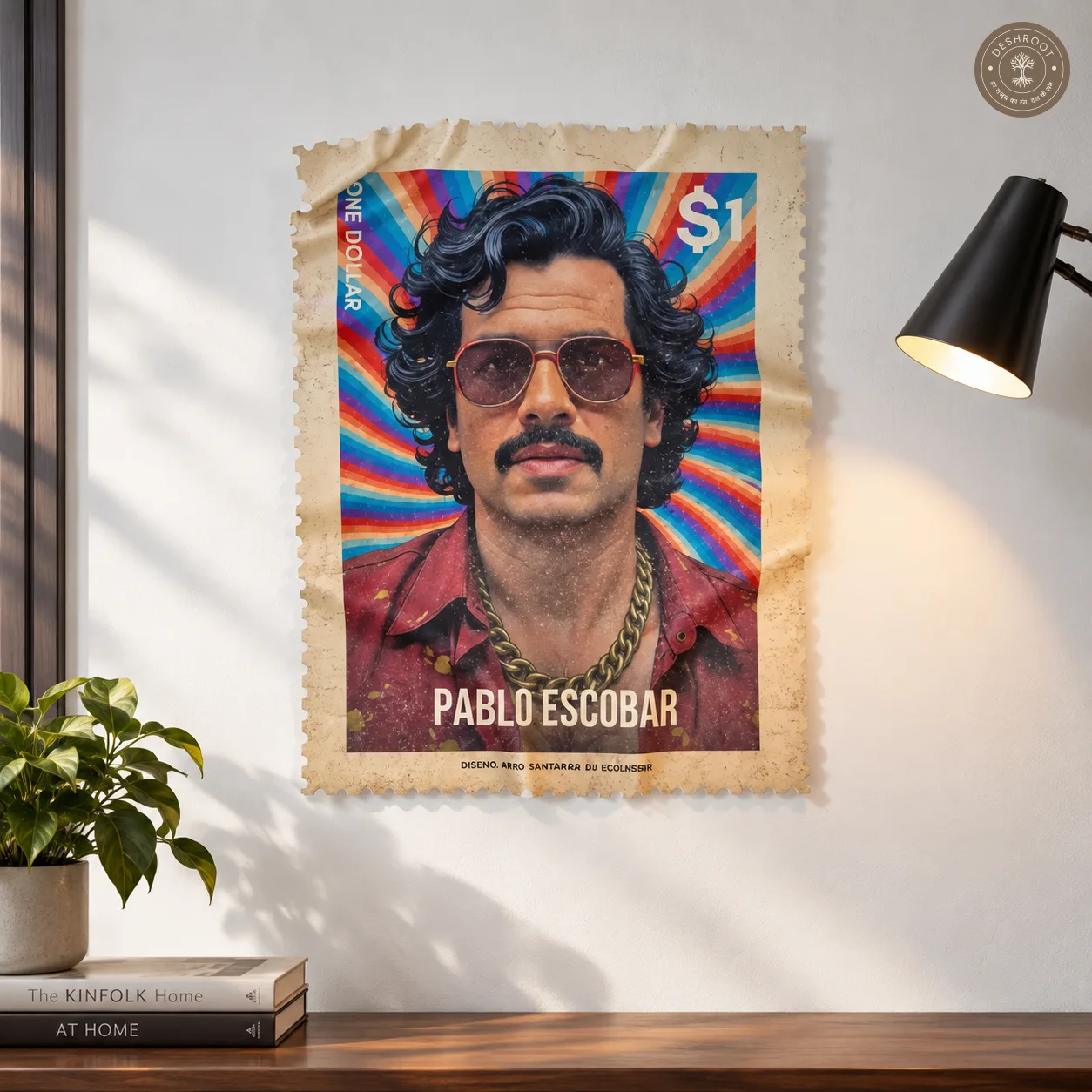 El Patron Pablo Escobar Stamp Wall Art | Vintage Collectible Statement Décor