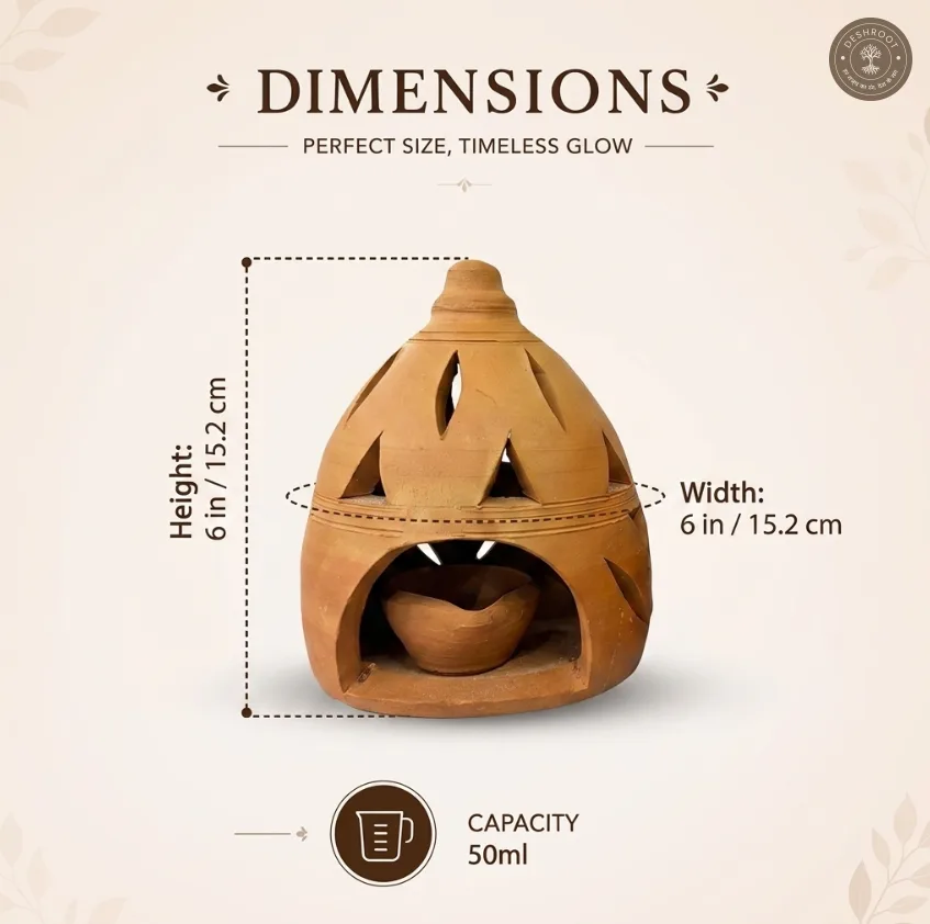 Terracotta Night Light Set of 2 – Handcrafted Clay Lanterns