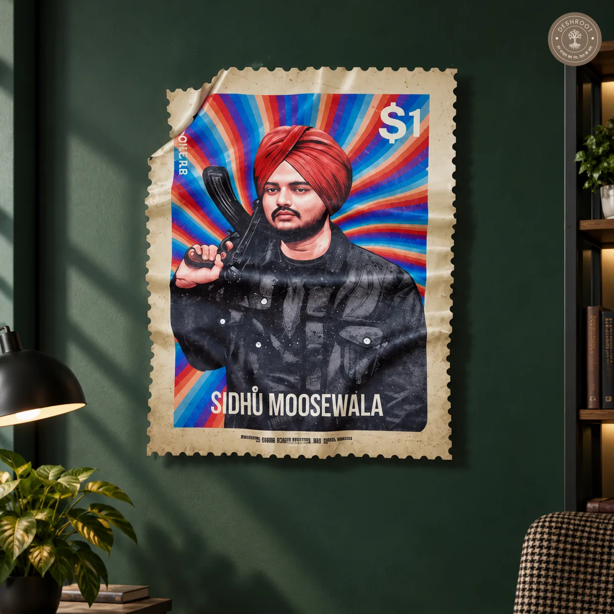 The 295 - Sidhu Moosewala Tribute Stamp Wall Art | Punjabi Music Décor