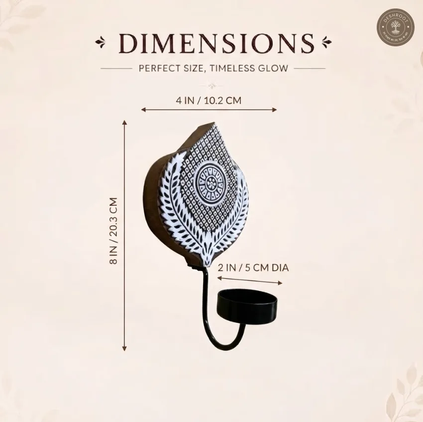 Block Wall Diya Mughal Pair – Handcrafted Wooden Wall Décor