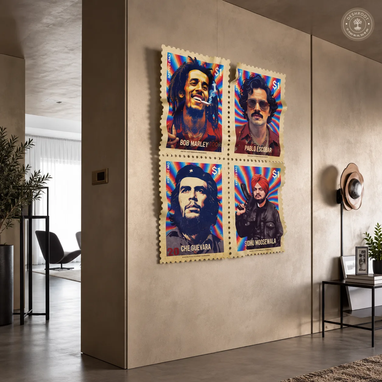 The Four Gods - Iconic Legends Stamp Wall Art | Premium Cultural Tribute Décor