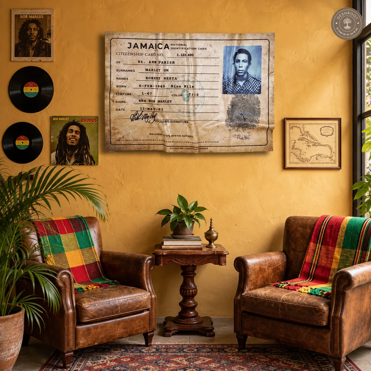 The 420 ID - Bob Marley Passport-Style Reggae Legend Wall Art