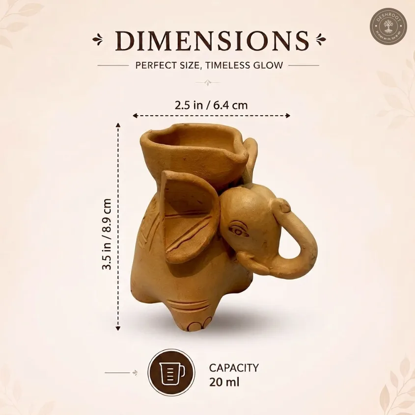 Terracotta Elephant Diya Set of 4
