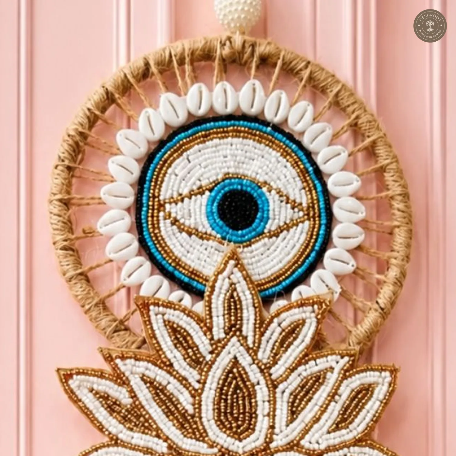 Royal Blue Evil Eye Lotus Wall Hanging