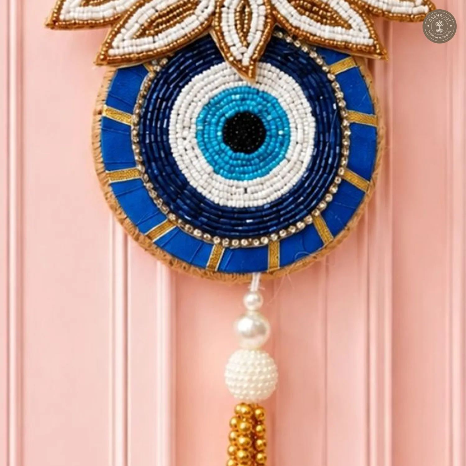 Royal Blue Evil Eye Lotus Wall Hanging
