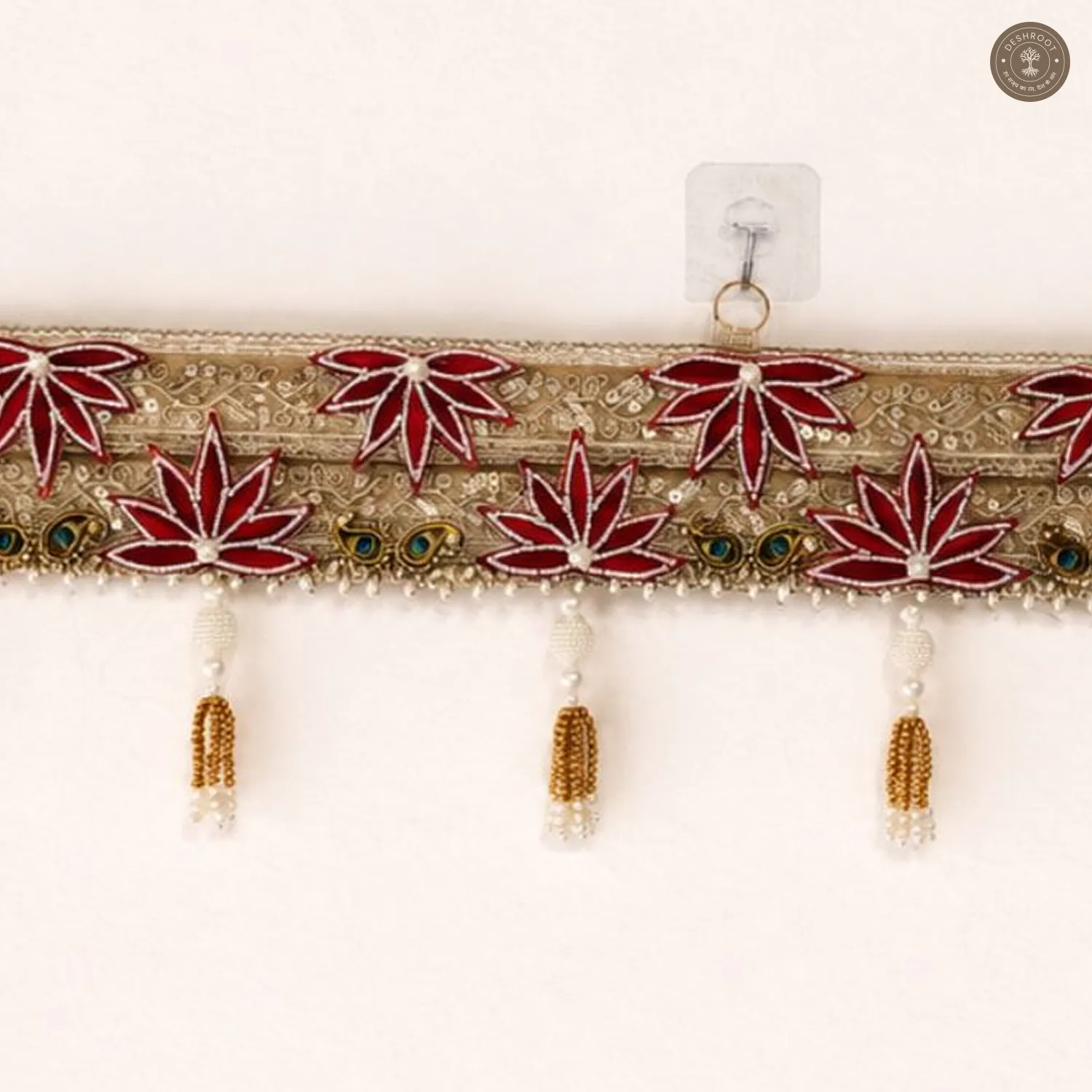 Elegant Red & Golden Lotus Bandhanwar