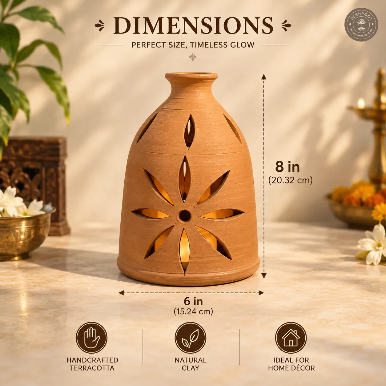 Terracotta Quiet Glow Set of 2 – Handcrafted Clay Lanterns