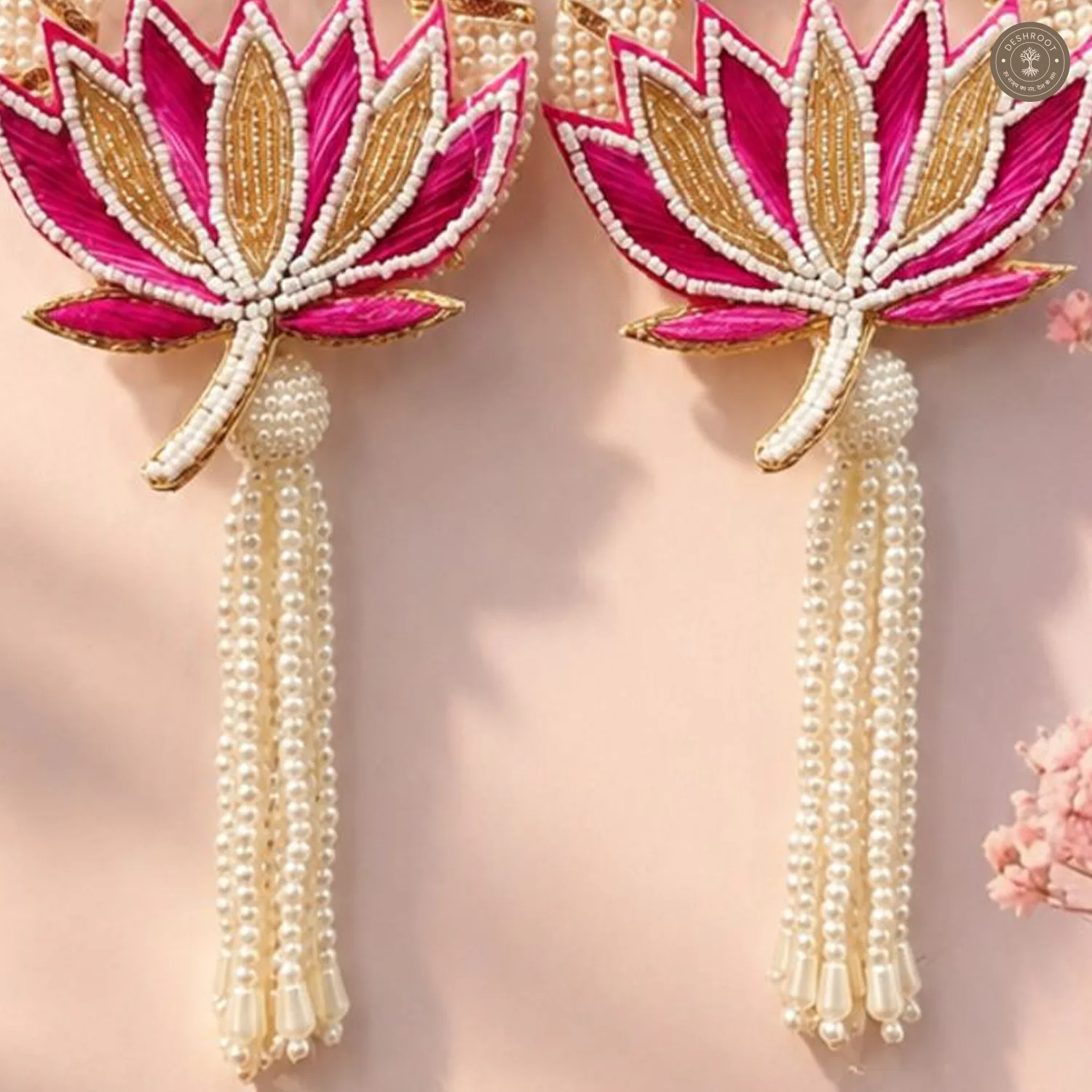 Pink Pearl Lotus Shubh Labh Wall Hanging