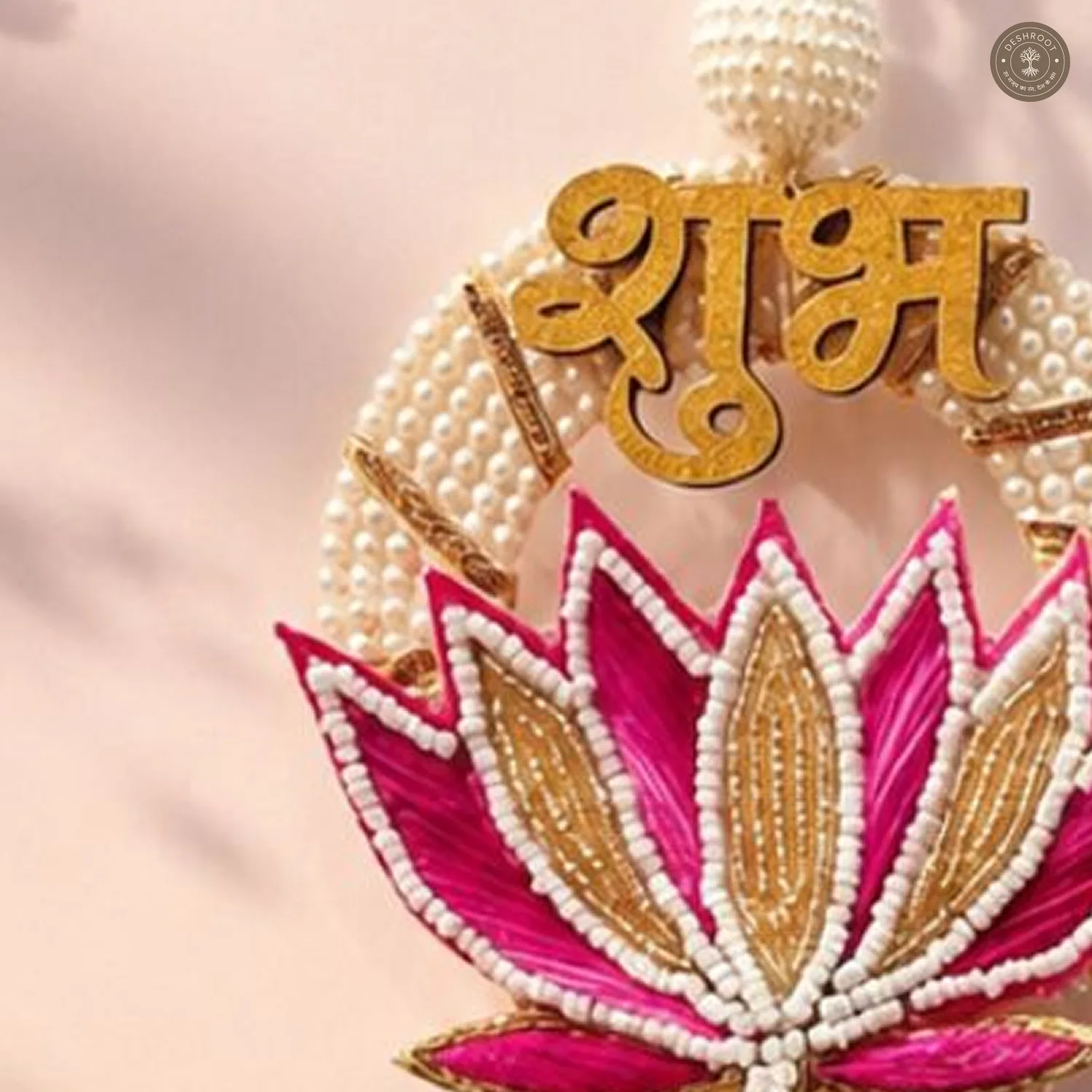 Pink Pearl Lotus Shubh Labh Wall Hanging