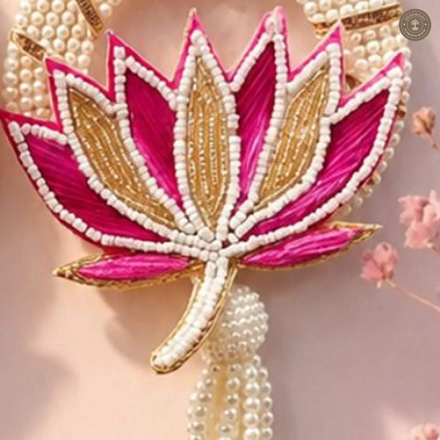 Pink Pearl Lotus Shubh Labh Wall Hanging