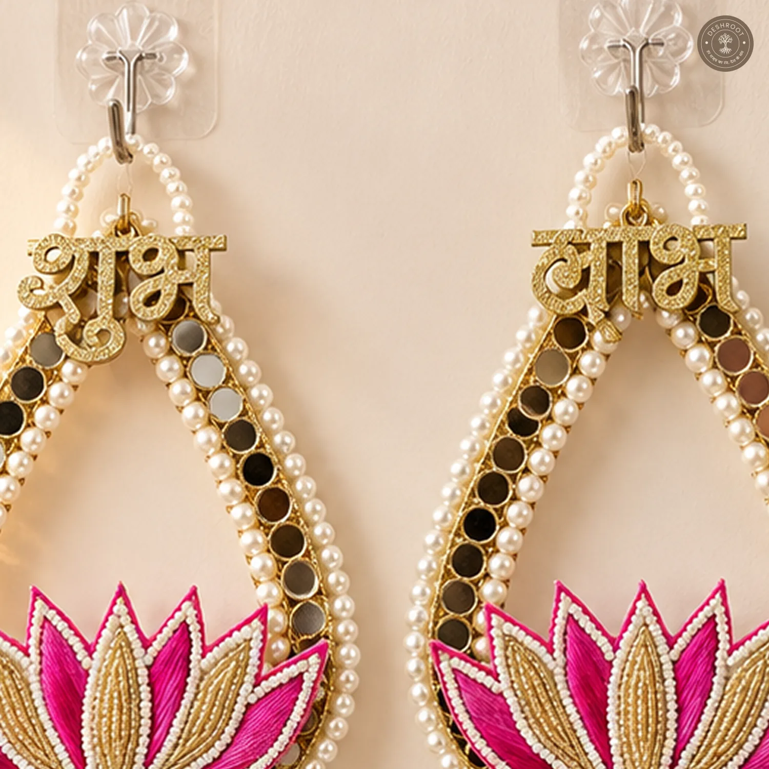 Elegant Shubh Labh Lotus Wall Hanging