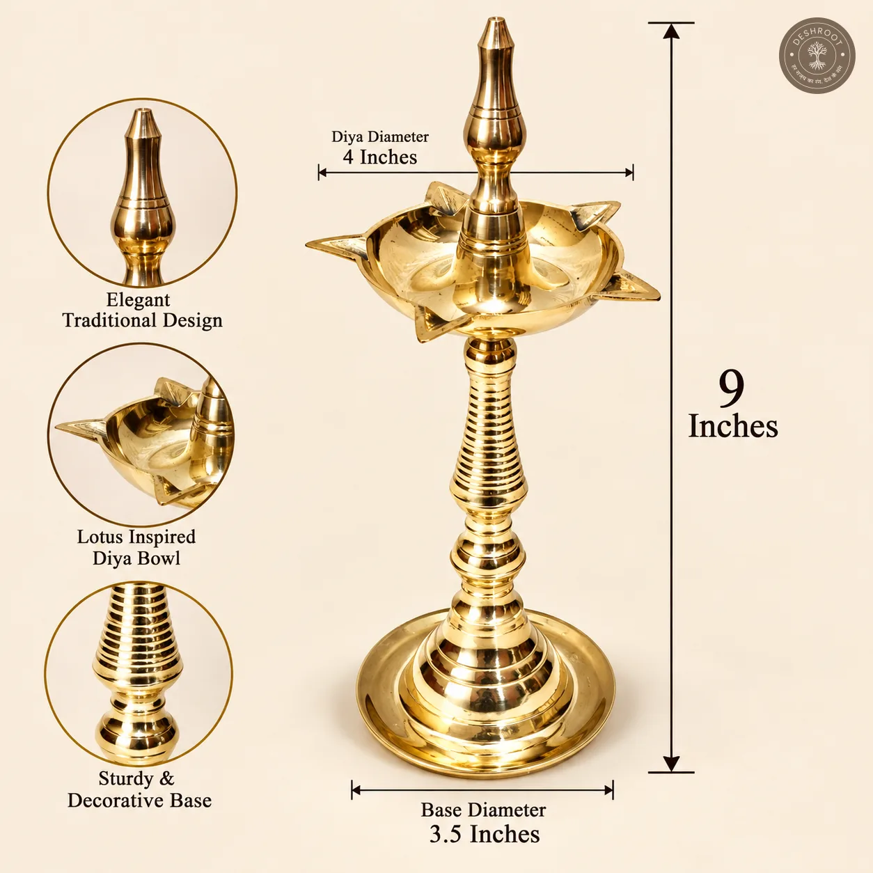 Classic Brass Lotus Diya Stand (Set of 2)