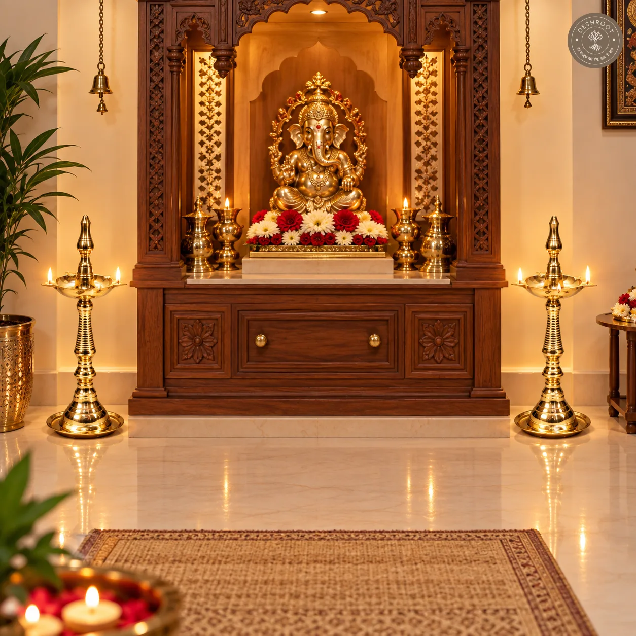 Classic Brass Lotus Diya Stand (Set of 2)