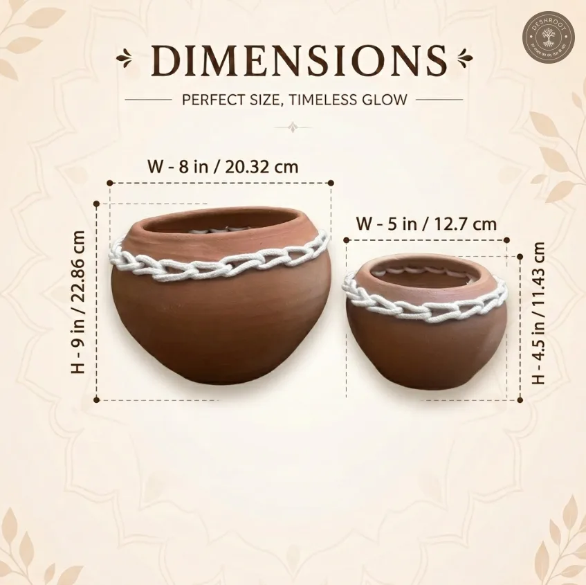 Terracotta Chain Planters Pair – Handcrafted Clay Planters with Decorative Chain Detailing