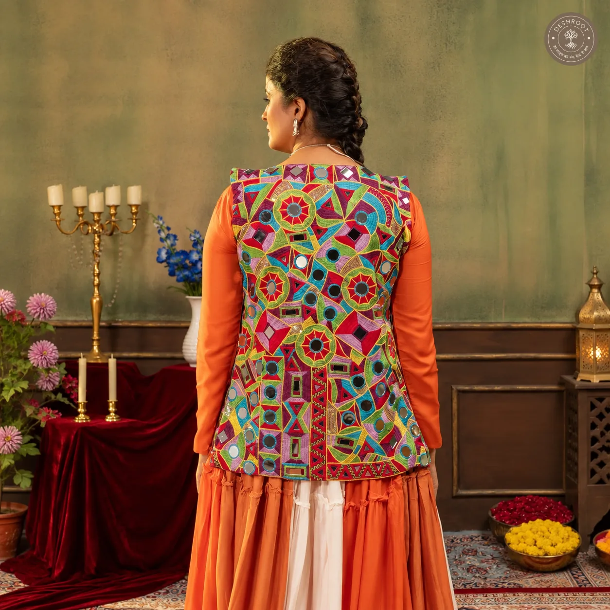 Pure Rayon Lehenga with Mirror Work Koti & Embroidered Blouse