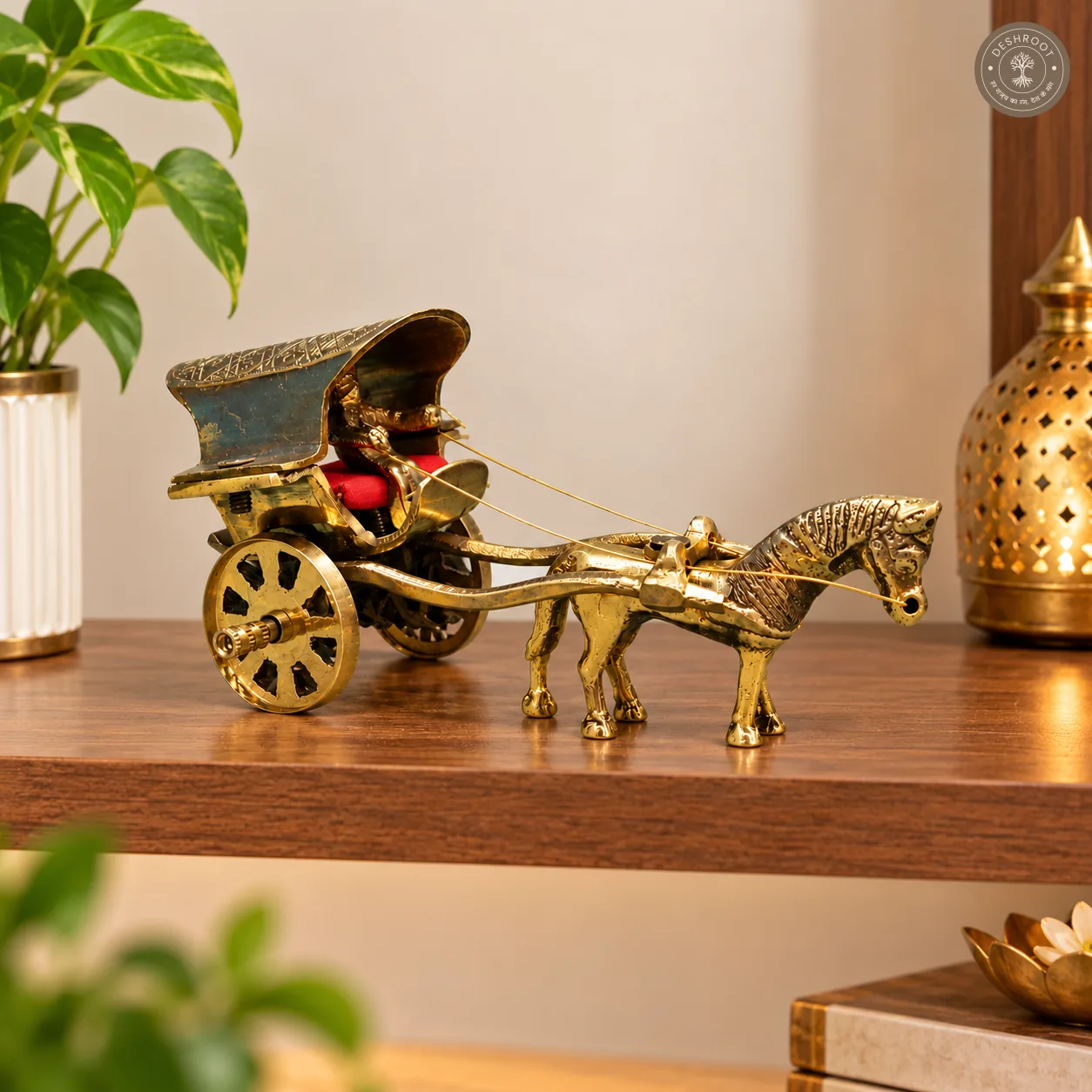 Royal Brass Ghoda Tanga Showpiece – Traditional Horse Cart Décor