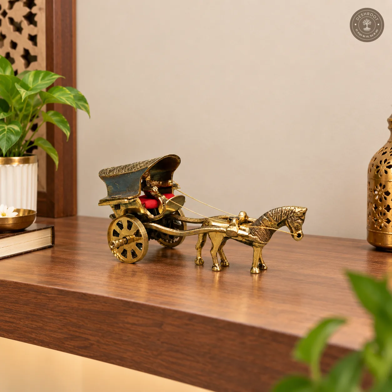 Royal Brass Ghoda Tanga Showpiece – Traditional Horse Cart Décor