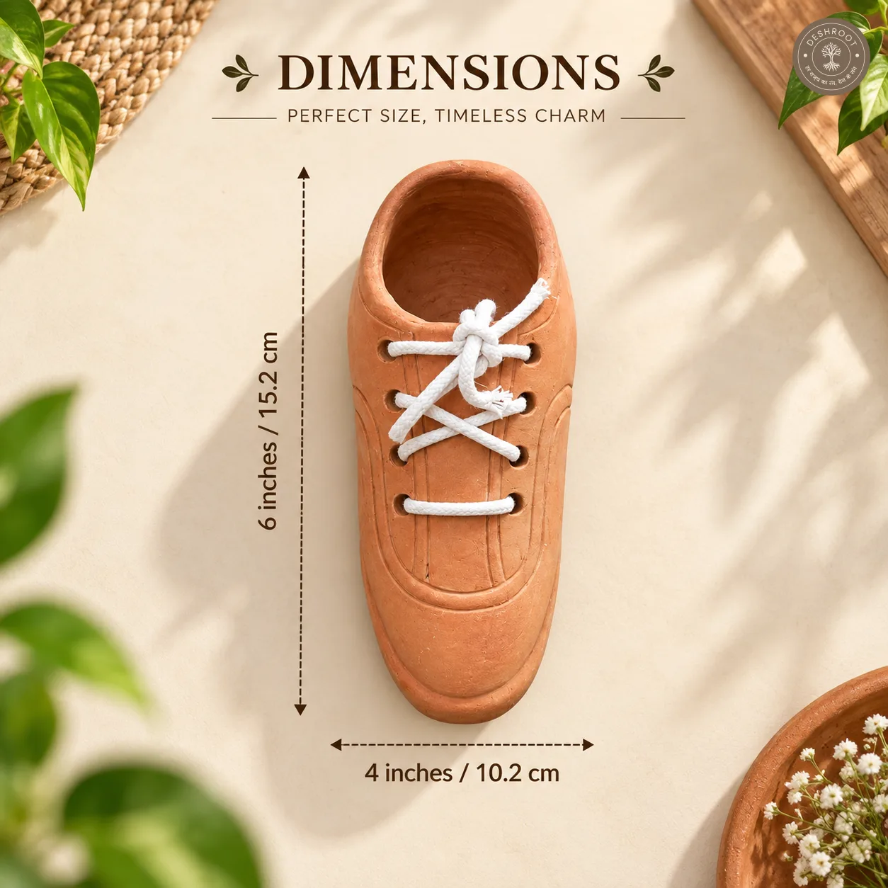 Terracotta Shoe Planter Set of 2 – Handcrafted Clay Shoe-Shaped Planters for Unique Home & Garden Décor