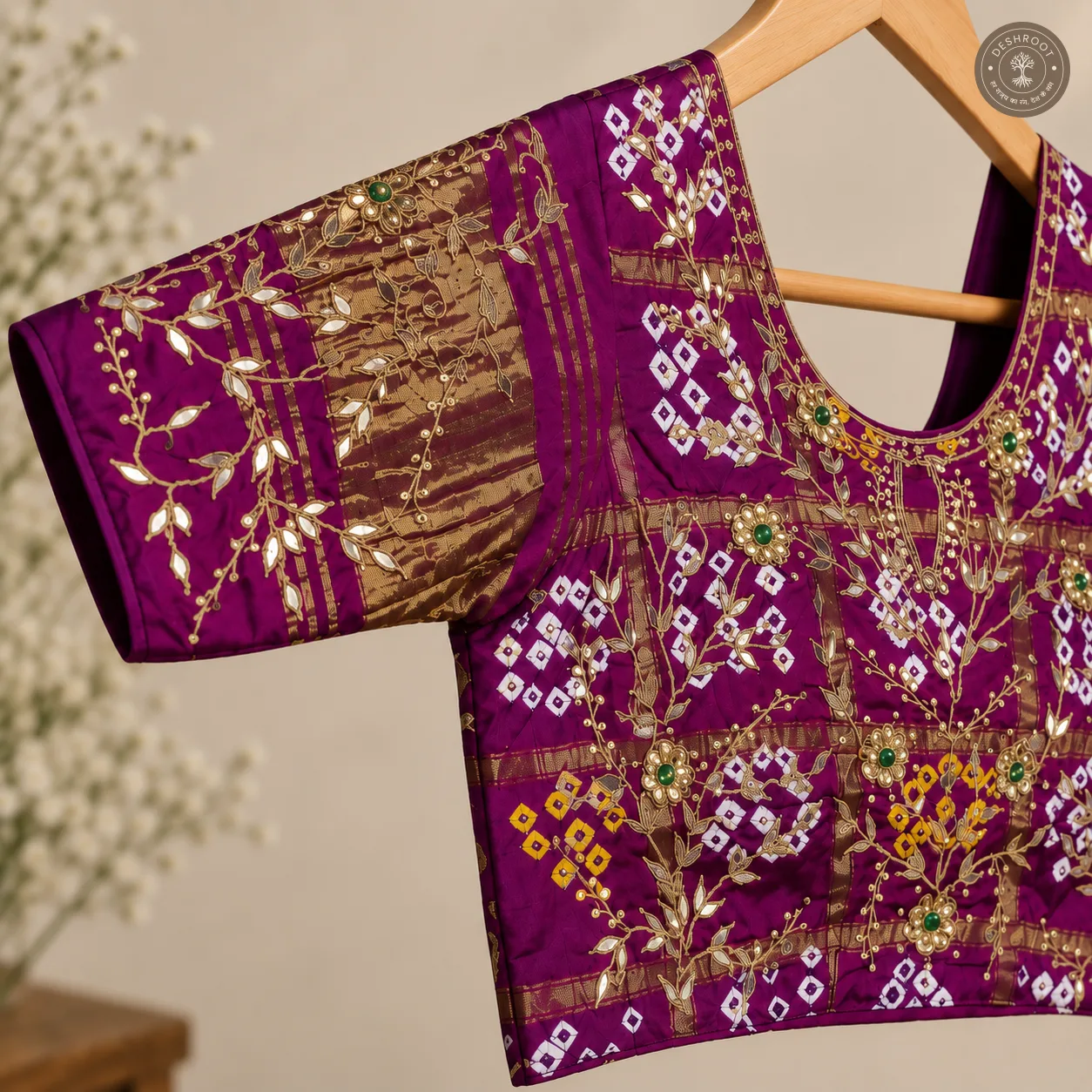 Royal Purple Model Silk Gota Patti Handwork Blouse