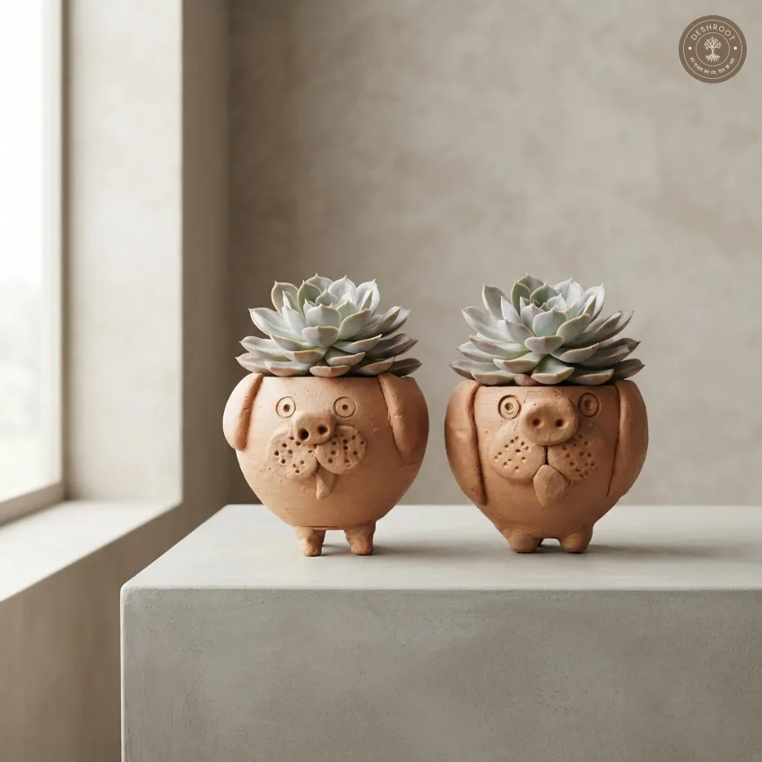 Terracotta Dog Planter Set of 2