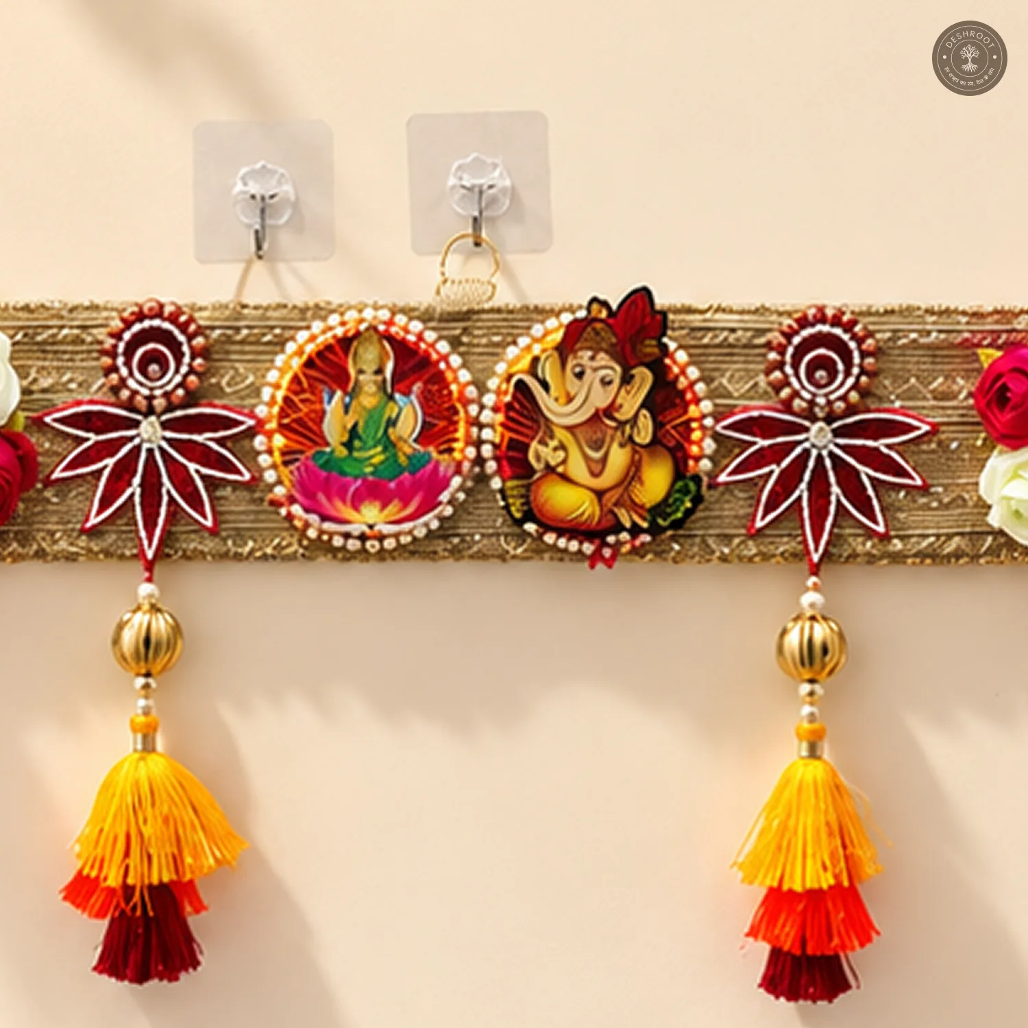 Lakshmi Ganesh Designer Bandhanwar with Floral Embellishment