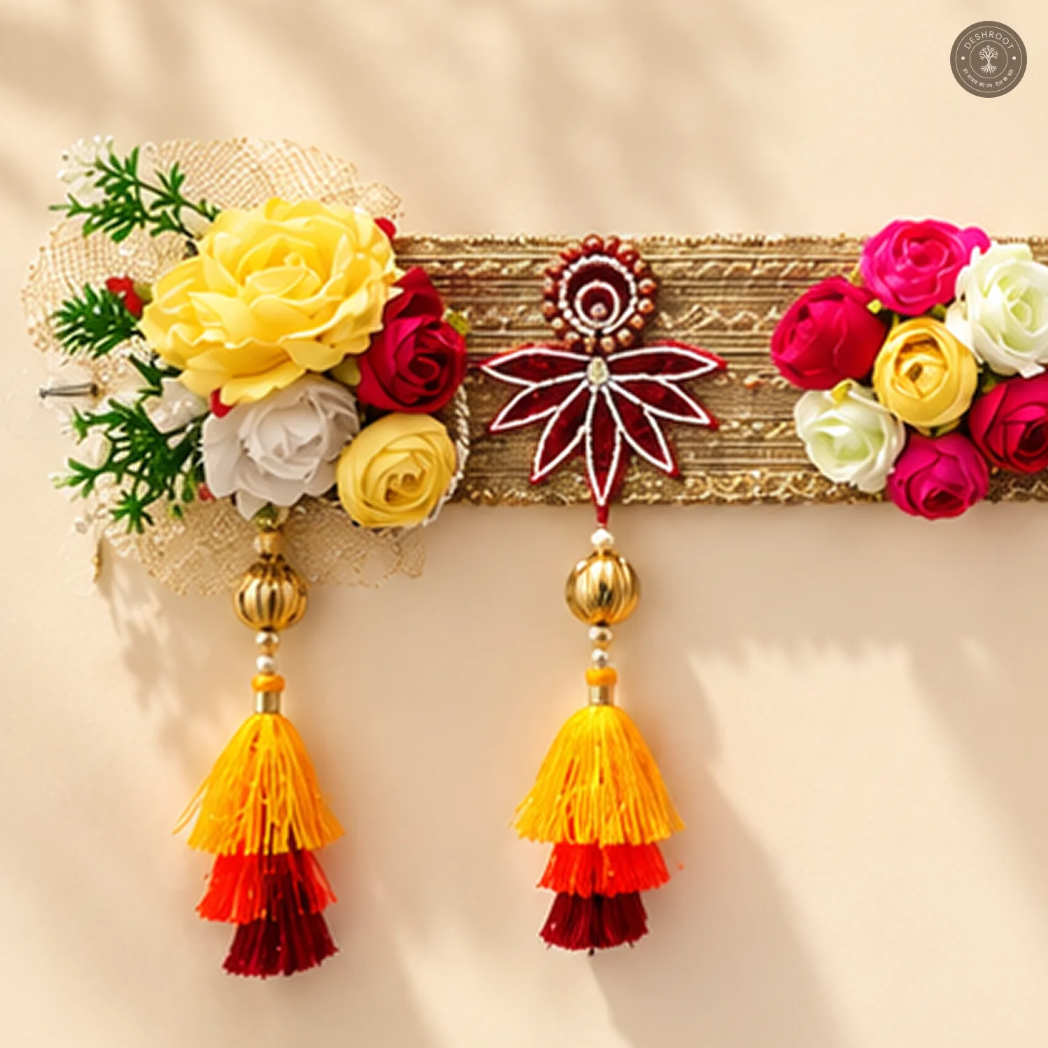 Lakshmi Ganesh Designer Bandhanwar with Floral Embellishment