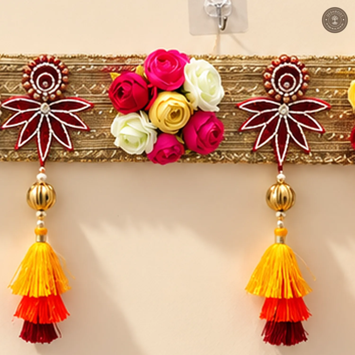 Lakshmi Ganesh Designer Bandhanwar with Floral Embellishment