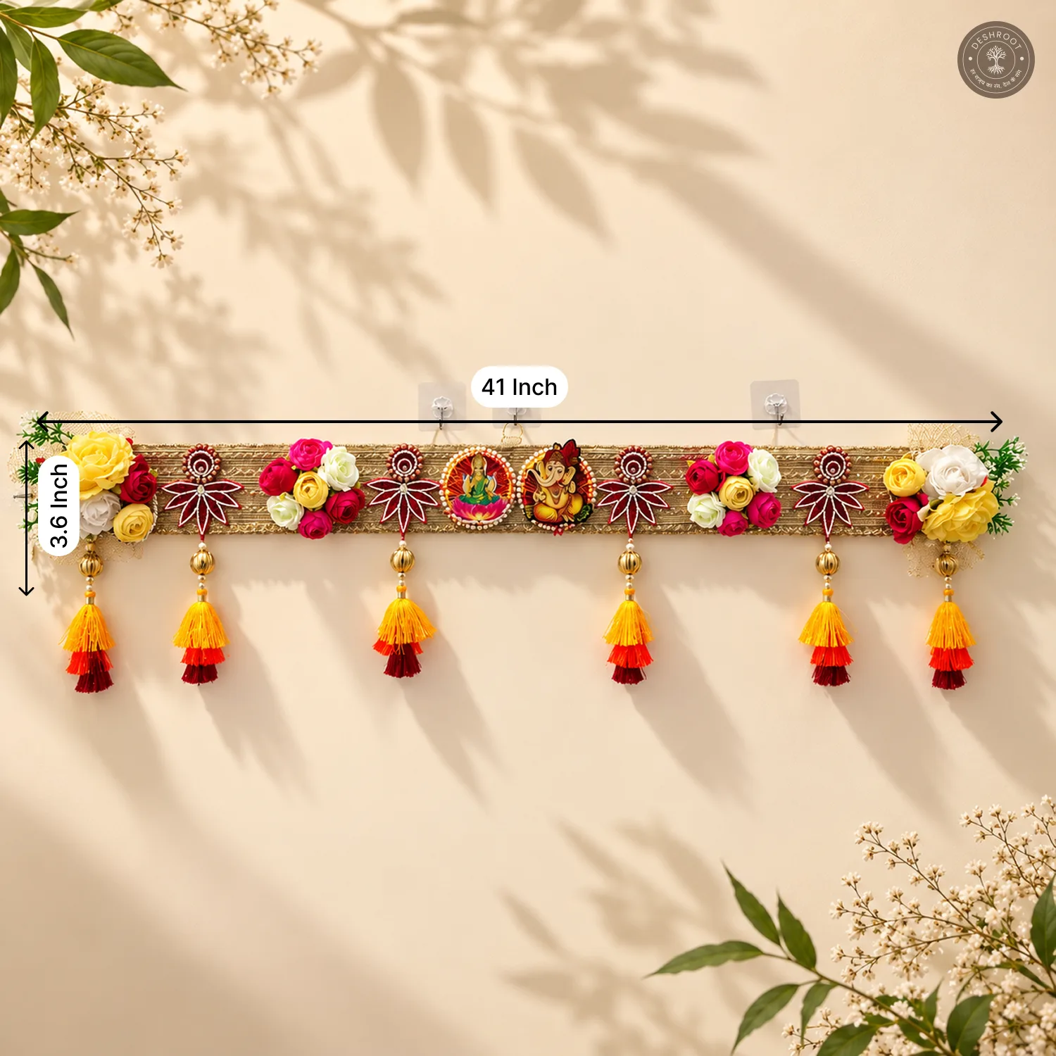 Lakshmi Ganesh Designer Bandhanwar with Floral Embellishment