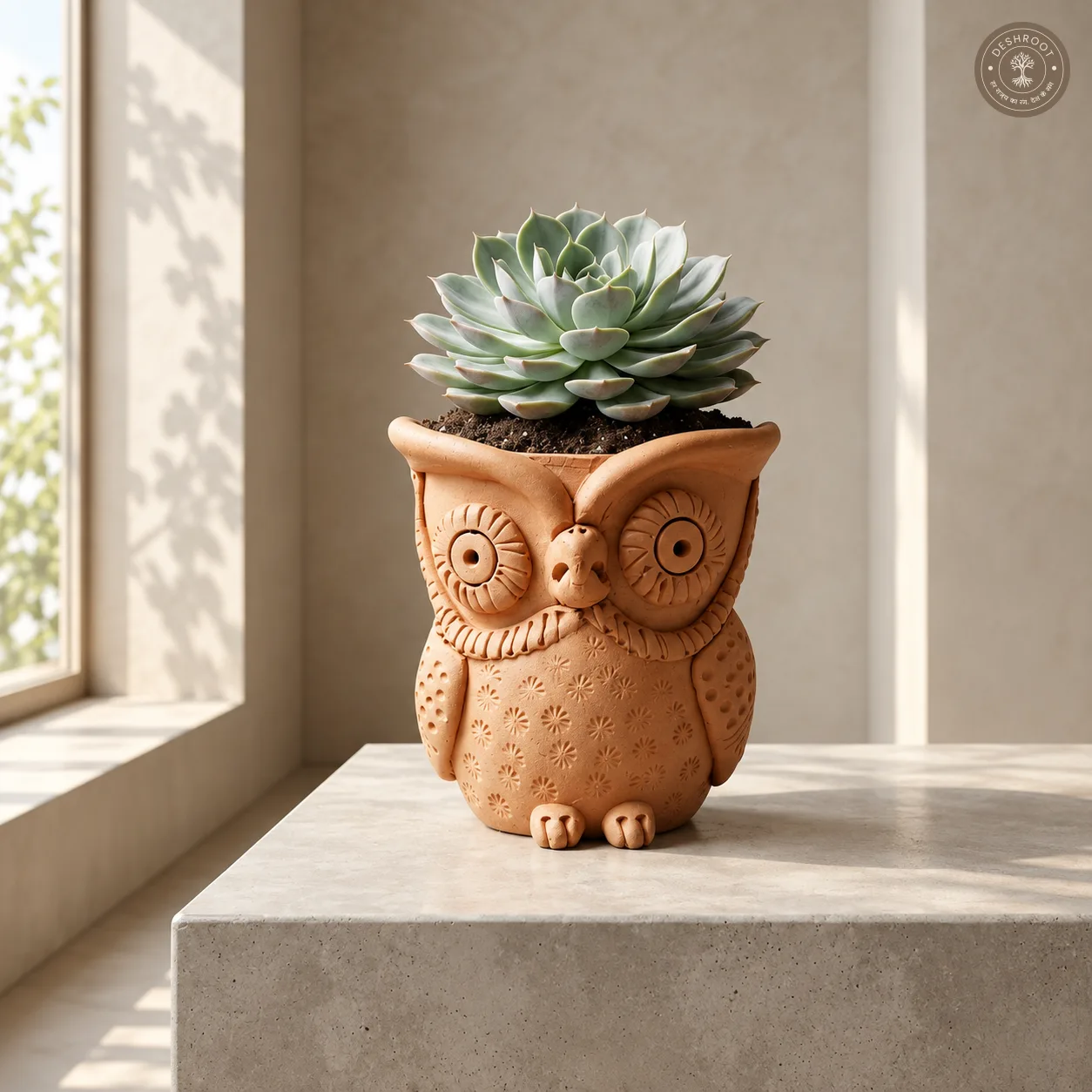 Terracotta Big Owl Planter