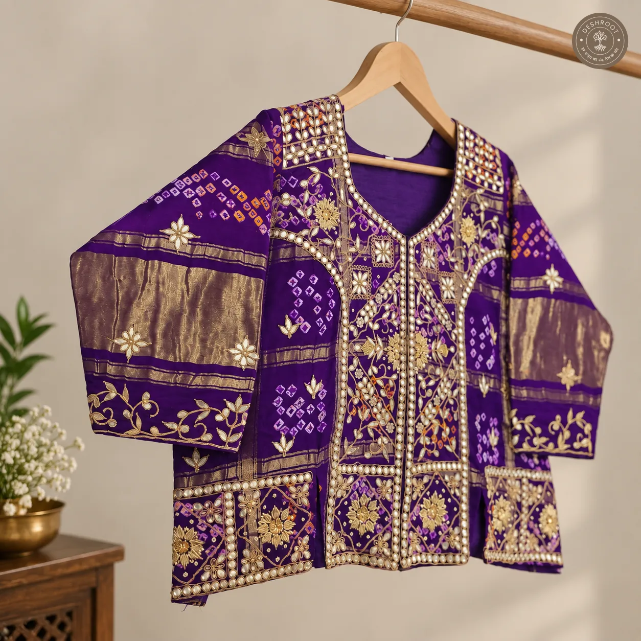 Pure Gajji Silk Gharchola Jacket Blouse