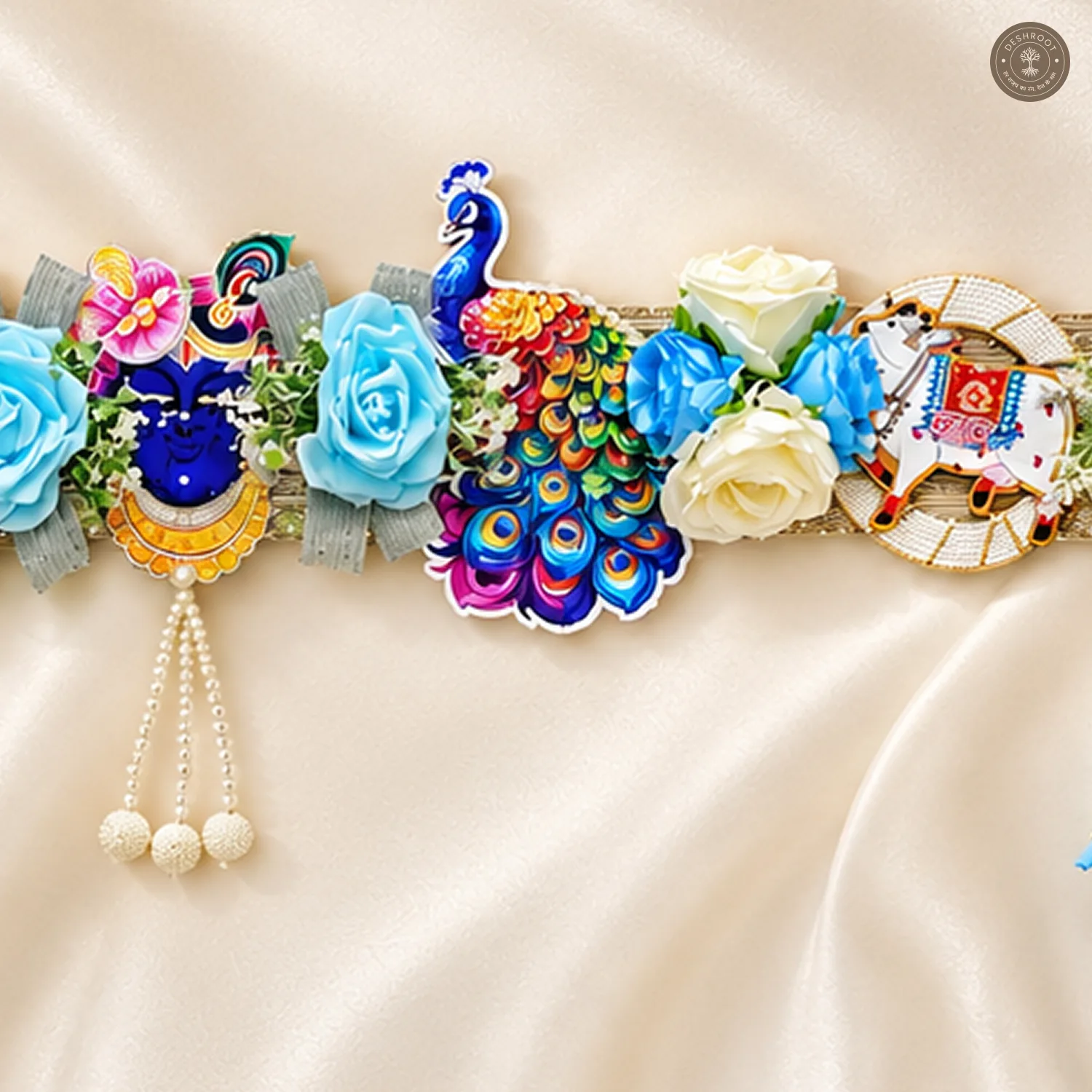 Blue Floral Peacock Toran Wall Hanging