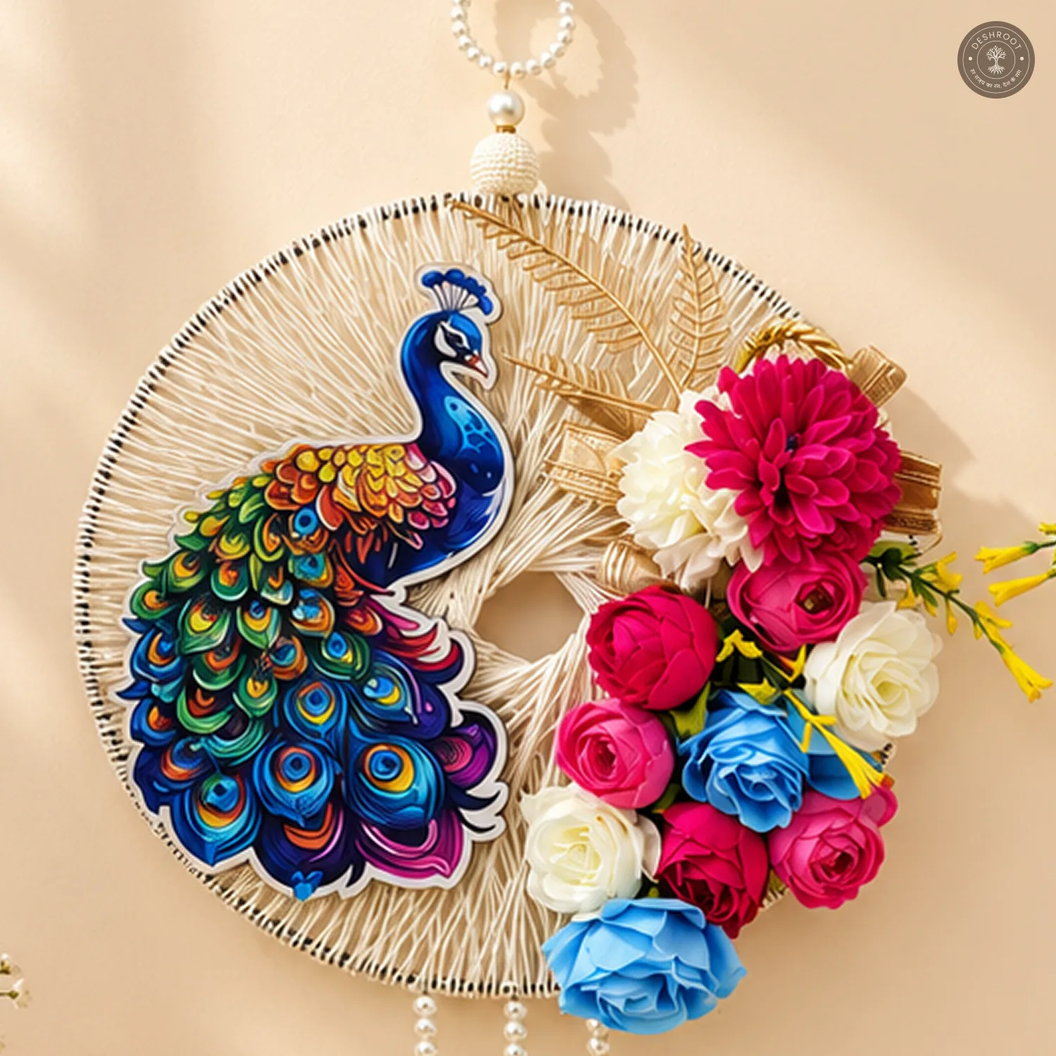 Elegant Peacock Flower Wall Decor