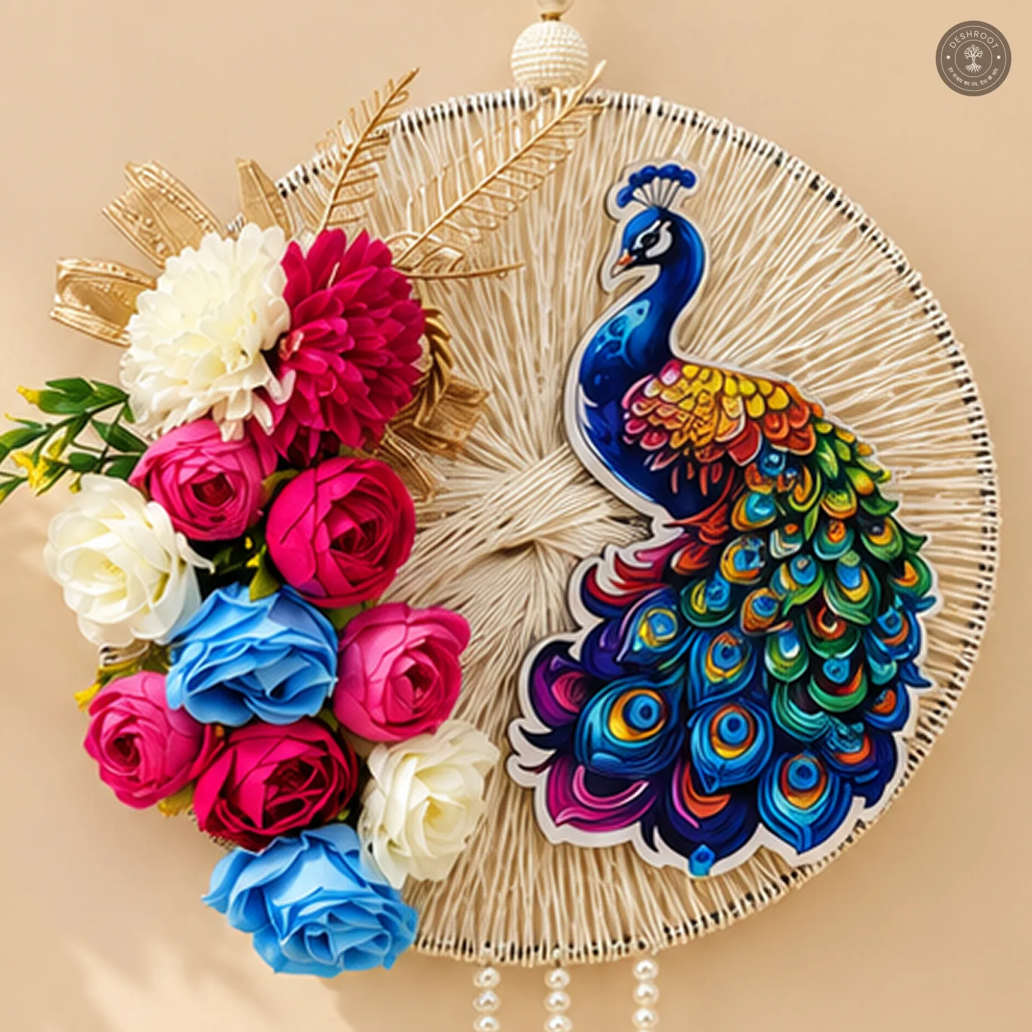 Elegant Peacock Flower Wall Decor