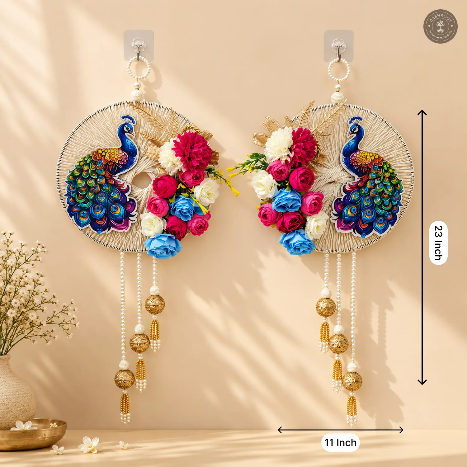 Elegant Peacock Flower Wall Decor