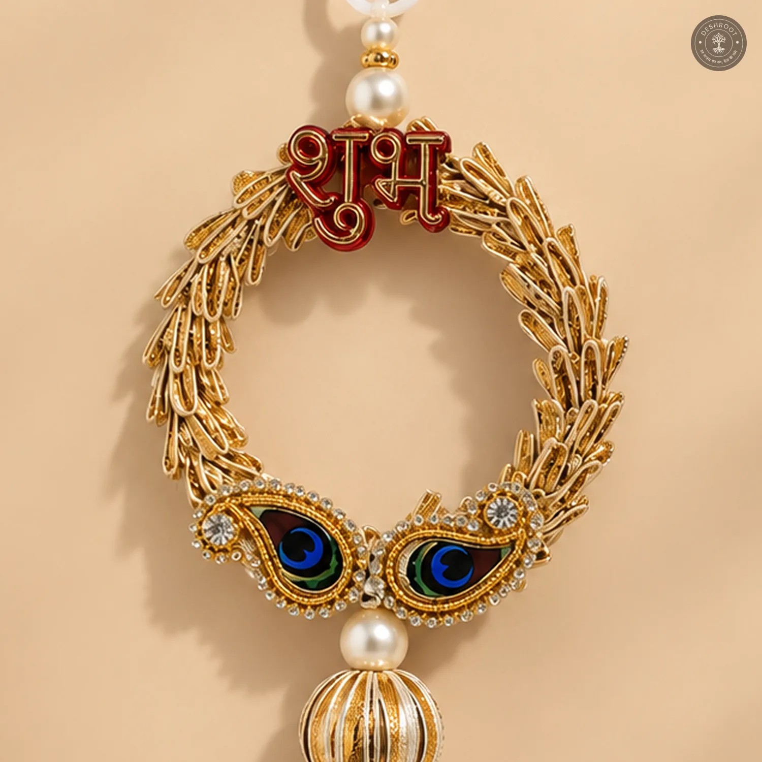 Royal Shubh Labh Peacock Feather Wall Hanging