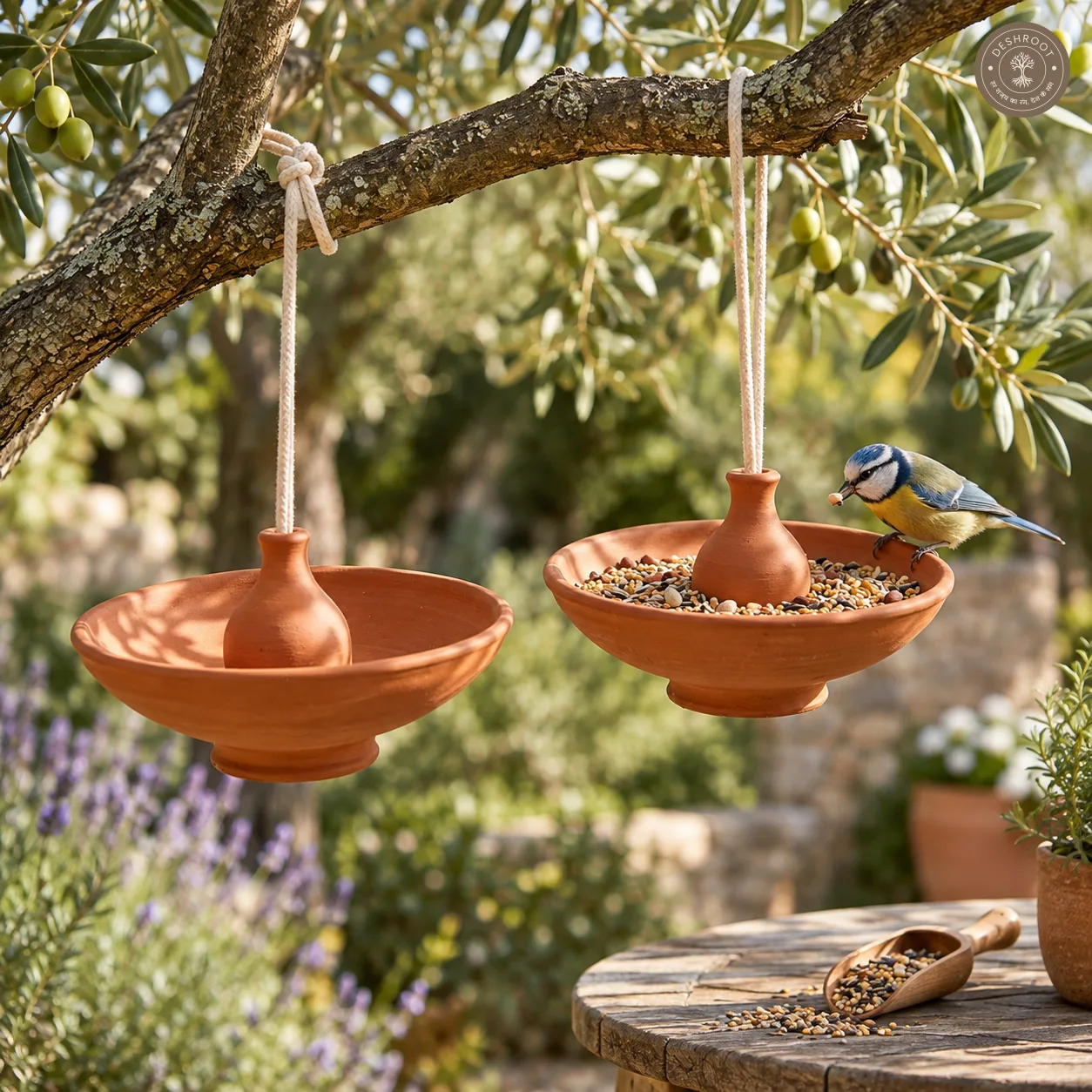 Terracotta Bird Feeder Pair
