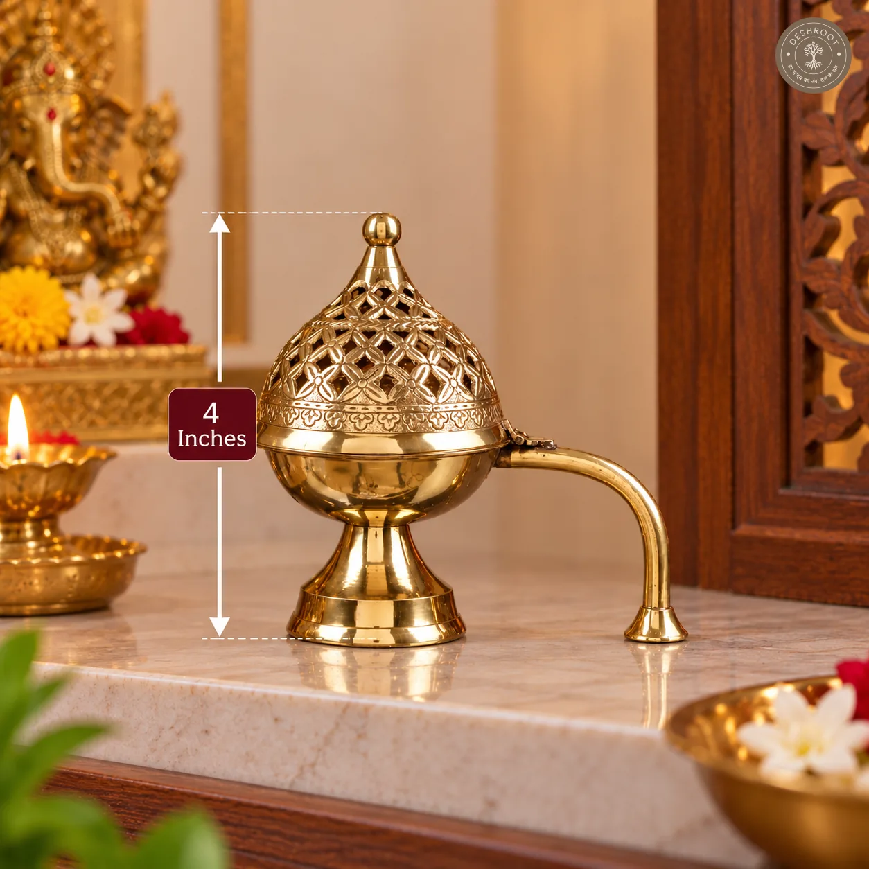 Traditional Brass Lobandan – Royal Pooja Incense Burner