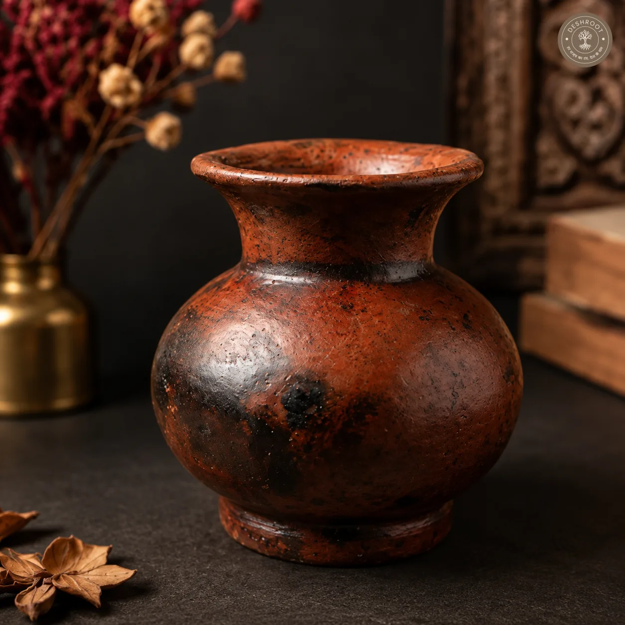 Handcrafted Terracotta Matka Vase – Rustic Earthen Pot with Traditional Indian Pottery Finish for Home Décor, Shelves, Consoles & Tables