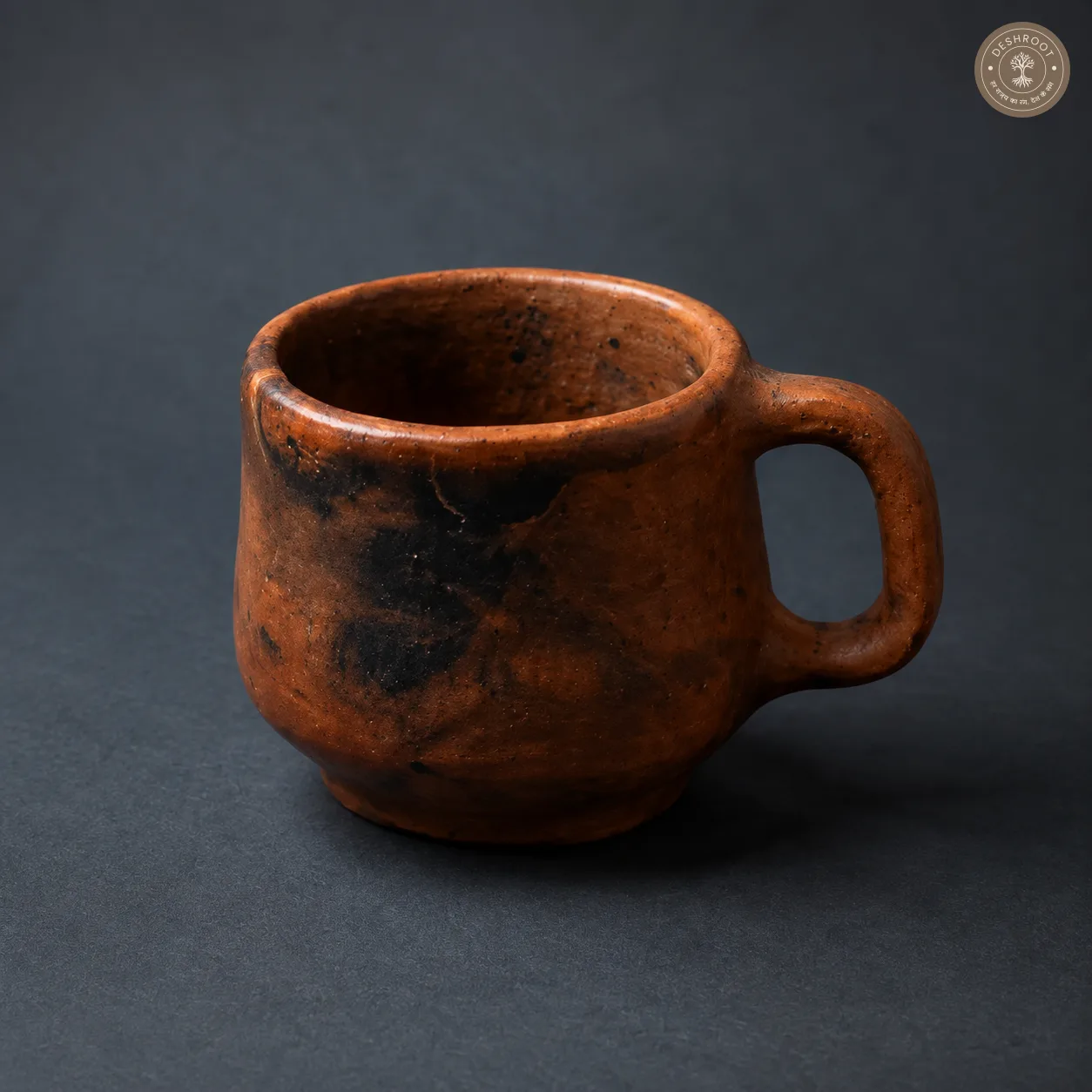 Handcrafted Terracotta Cup – 3 Inch Rustic Earthenware Tea & Coffee Cup with Rounded Handle for Traditional Indian Dining & Everyday Use