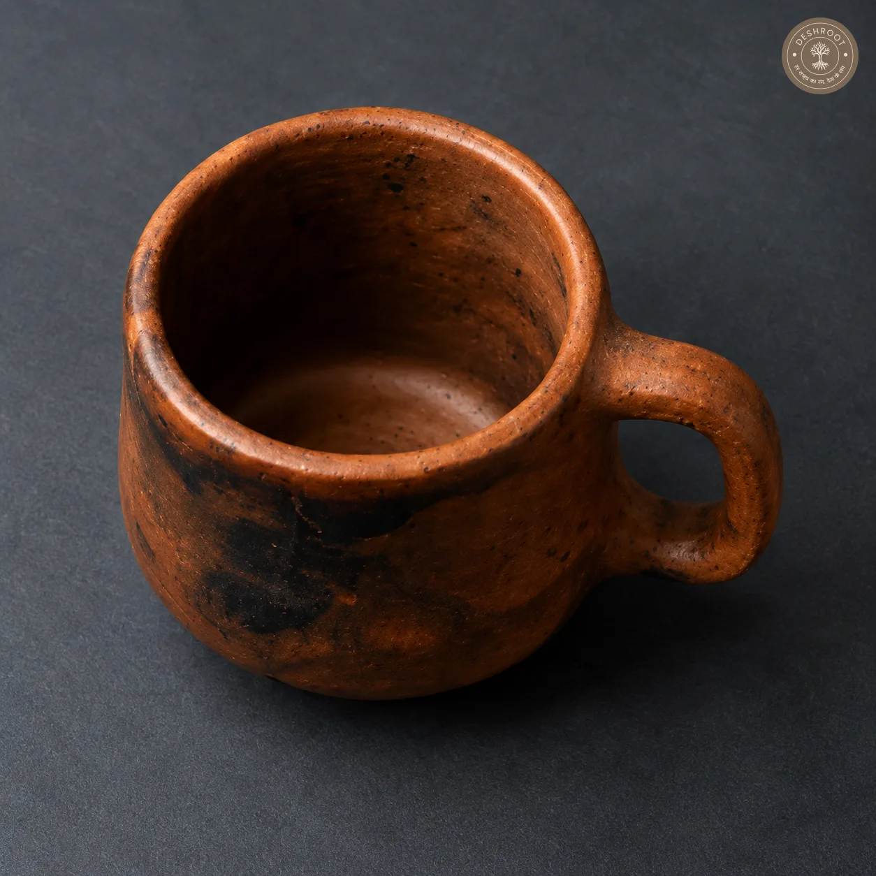Handcrafted Terracotta Cup – 3 Inch Rustic Earthenware Tea & Coffee Cup with Rounded Handle for Traditional Indian Dining & Everyday Use