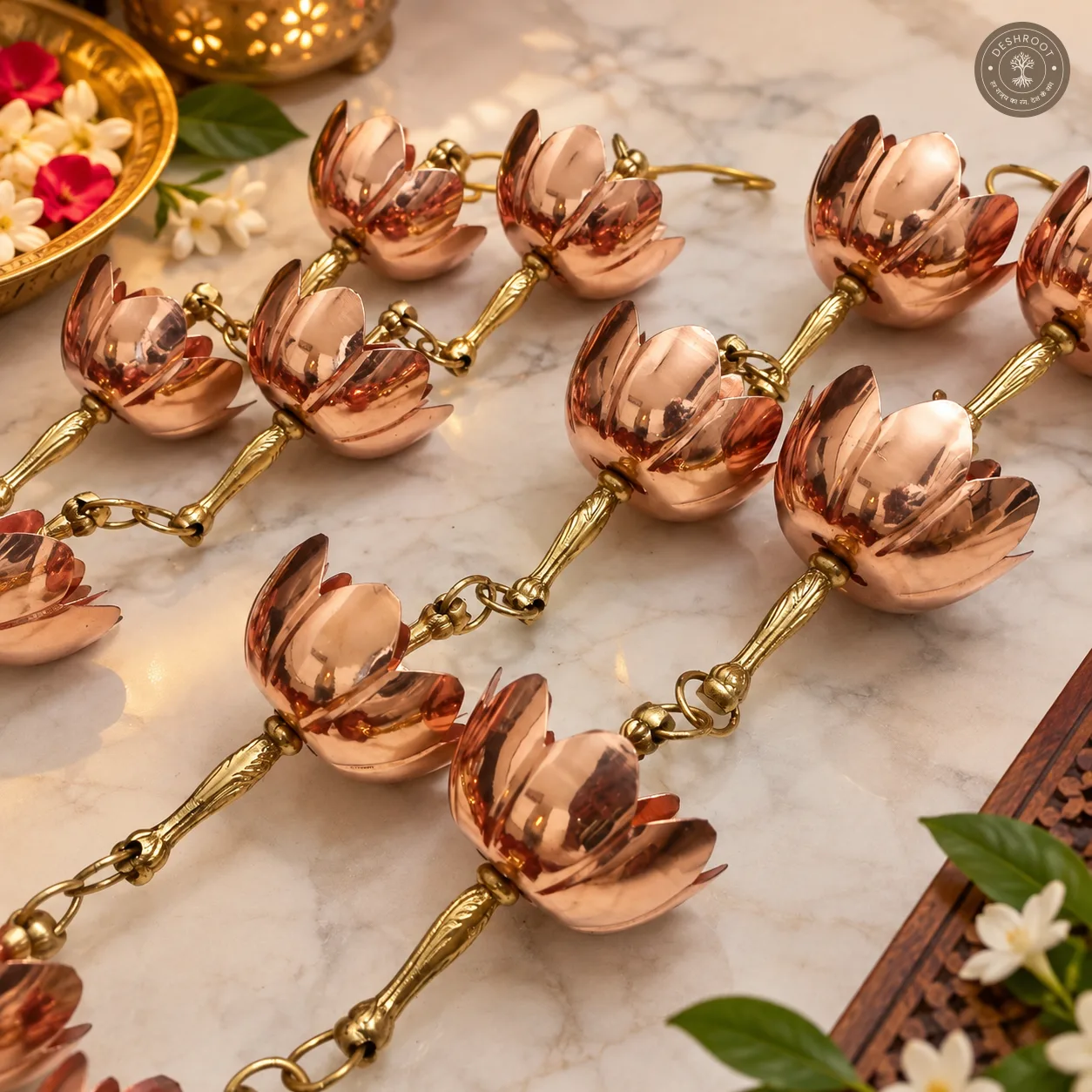 Royal Brass Lotus Rain Chain – Traditional Hanging Rain Chain