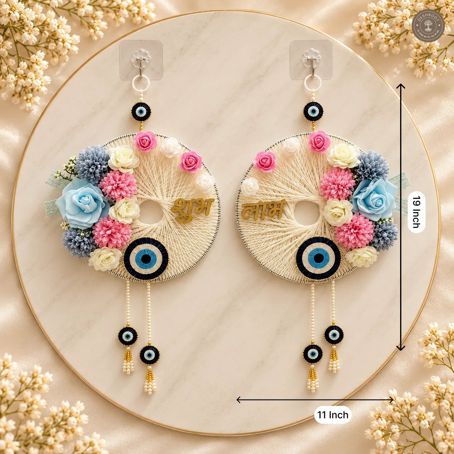 Flower Evil Eye Shubh Labh Wall Hanging