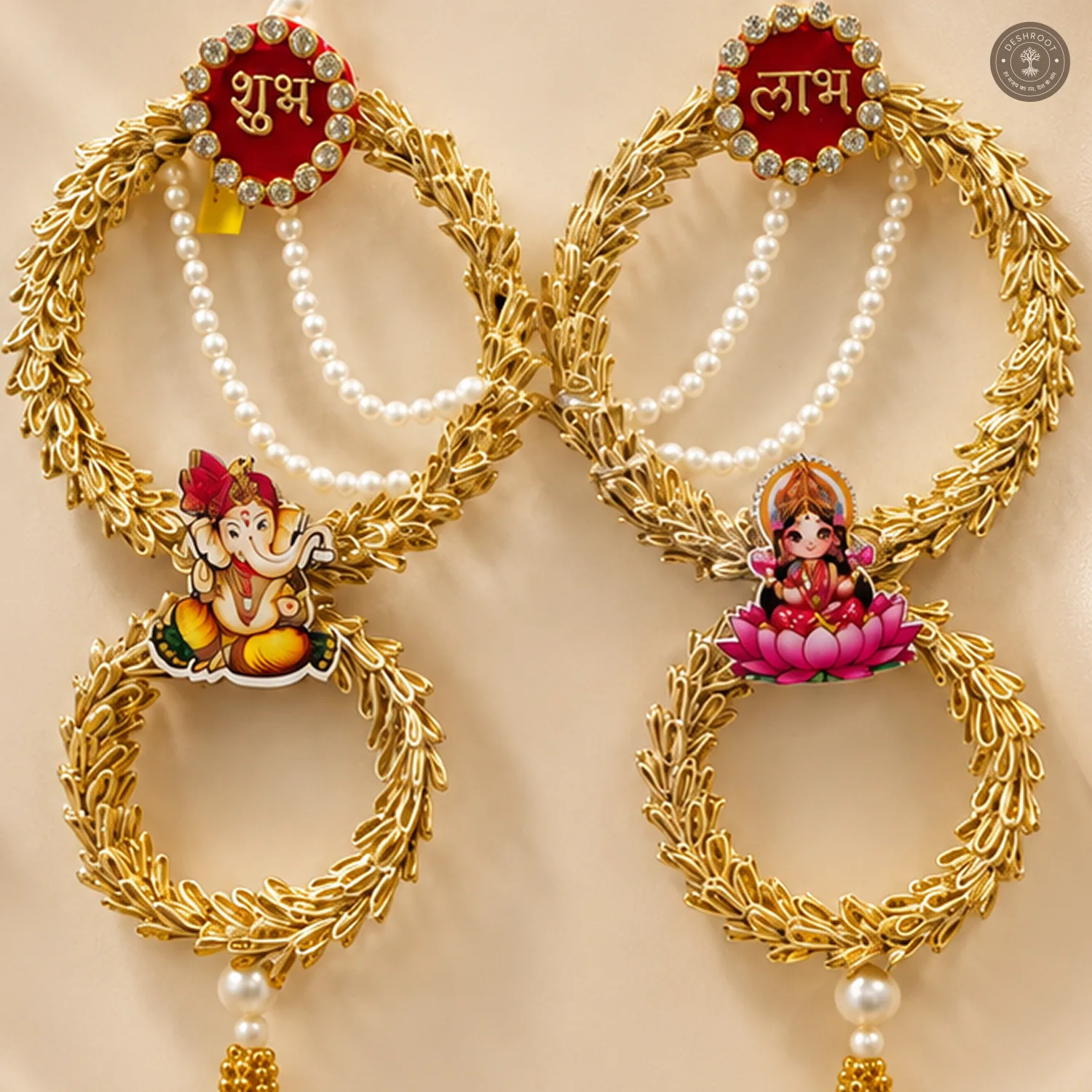 Divine Lakshmi Ganesh Shubh Labh Wall Hanging