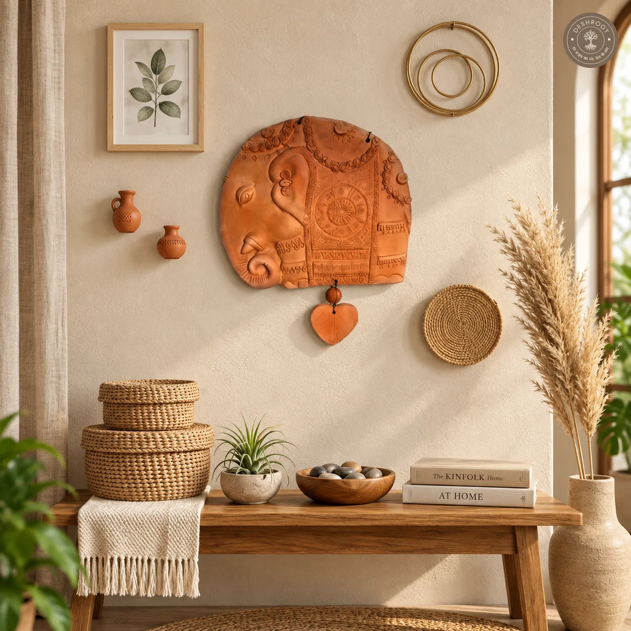 Terracotta Elephant Wall Plate