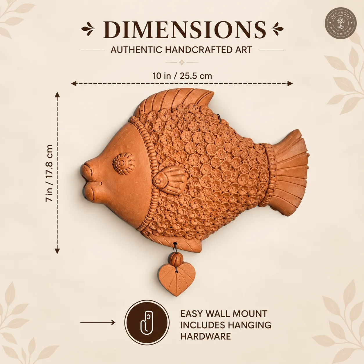 Terracotta Fish Wall Plate – Large