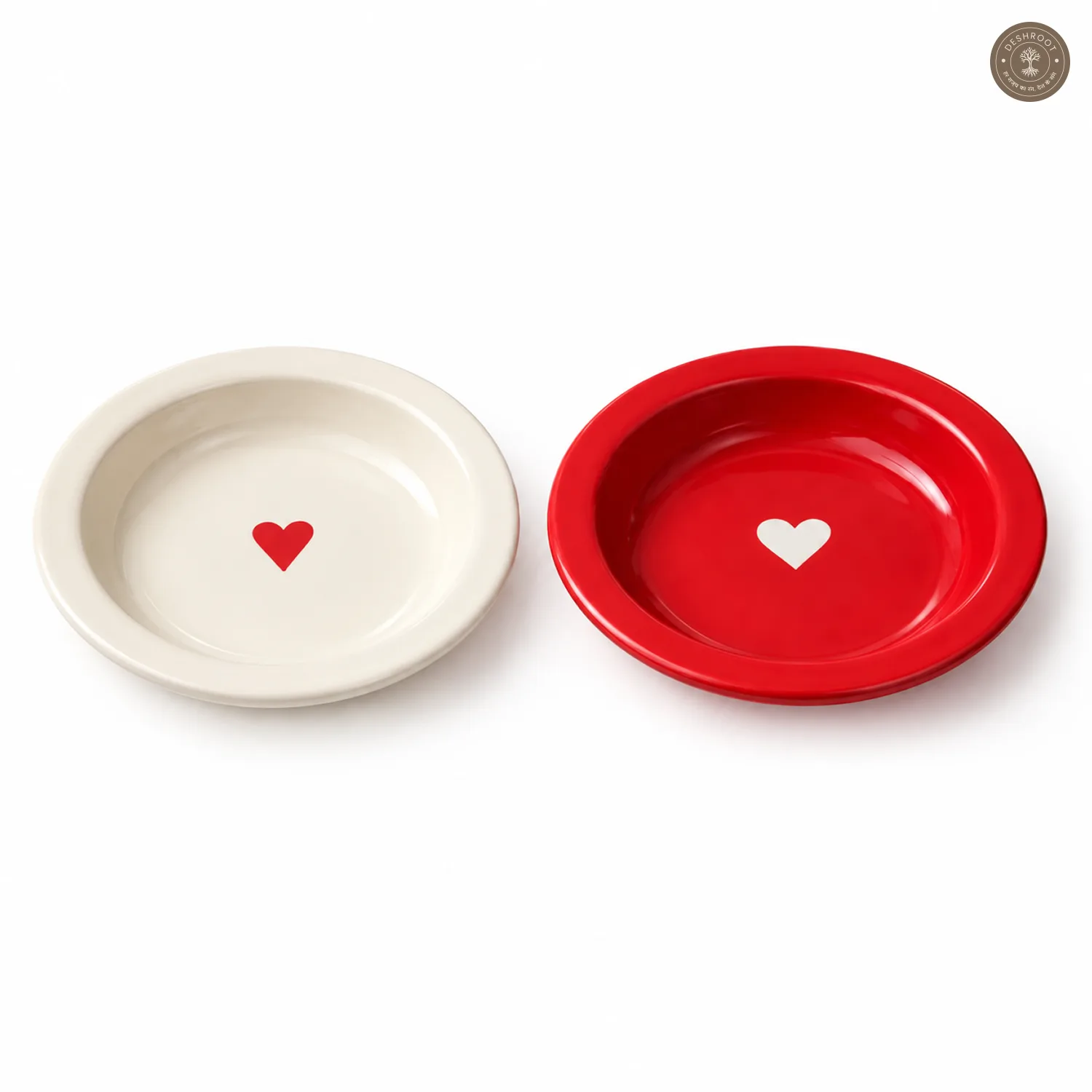 Red & White Heart Pasta Plate Set of 2