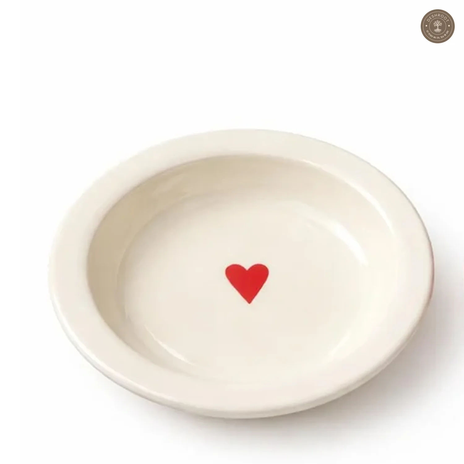 Red & White Heart Pasta Plate Set of 2