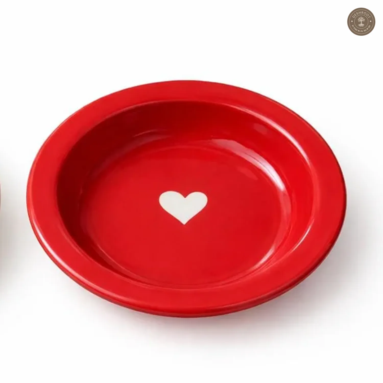 Red & White Heart Pasta Plate Set of 2