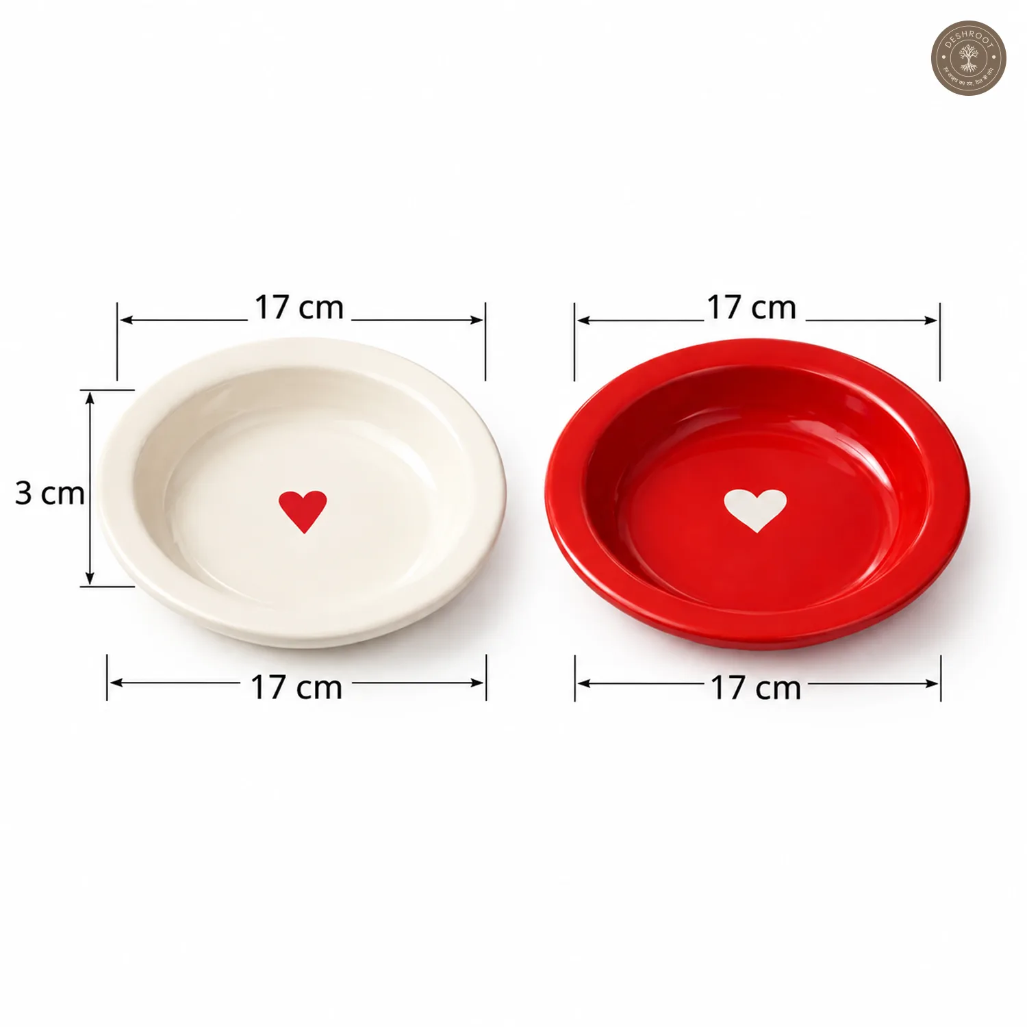 Red & White Heart Pasta Plate Set of 2